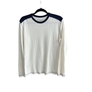 eCoths Mens Waffle Weave Cream Blue Thermal Long Sleeve Shirt Size Medium